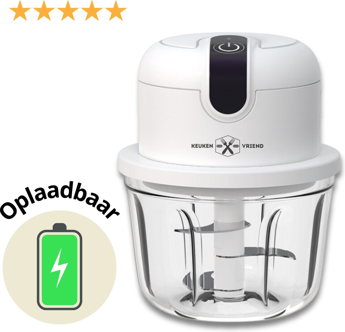 Bol.com Keukenvriend © - Hakmolen - 350 ML - Draadloos - Krachtig - Foodprocessor - Kindervoeding - Hakmachine aanbieding