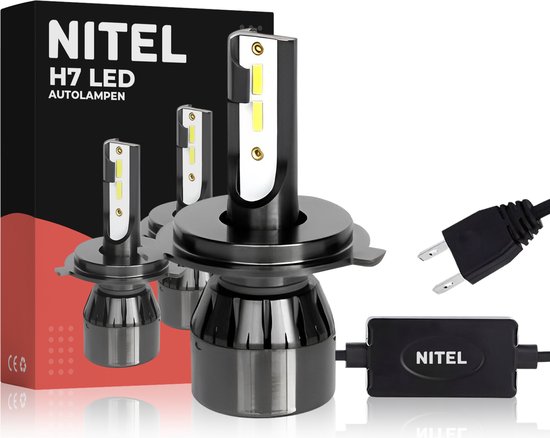 Nitel H7 Led Autolampen (set van 2) - Canbus - 80W - 6000K Helder Wit Licht  - 12V