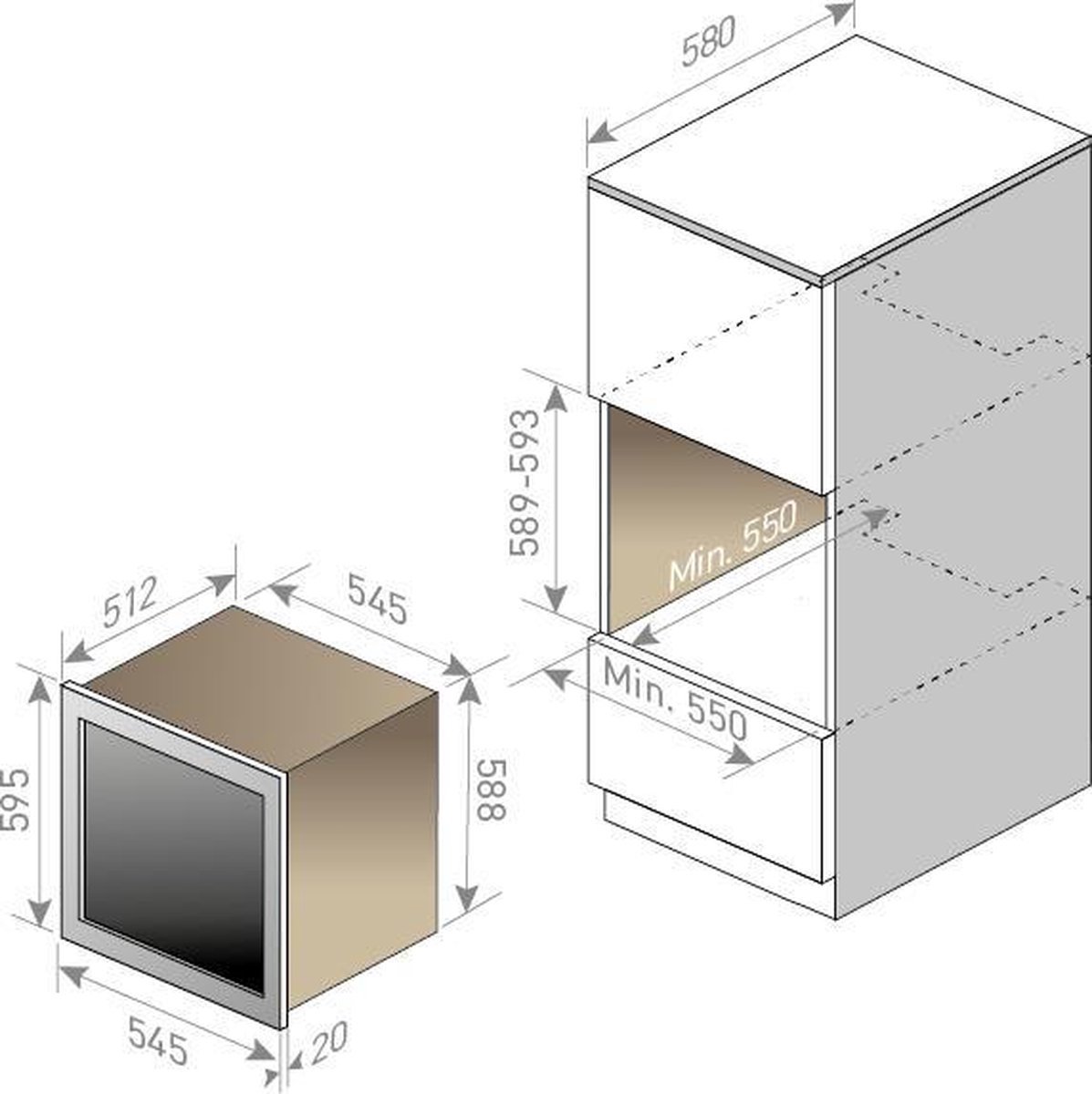 Le Chai Inbouw Wijnkoelkast Nis 60 cm Push Open 2 Zone - afbeelding 3