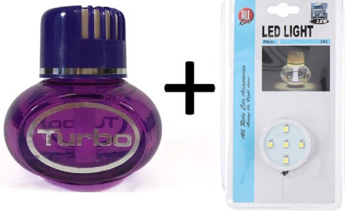 Turbo Lavendel luchtverfrisser inclusief ledverlichting 12/24 volt white met aanstekerplug voor in vrachtwagen