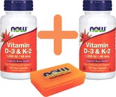 Now Foods - Vitamine D3 & K2 - 240 veggie caps -  Met pilbox