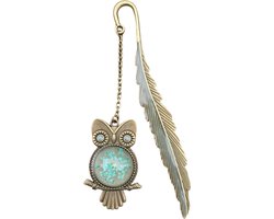 boekenlegger metaal - bookmark – bladwijzer – boekenlegger dieren veer / uil – goud / brons - Glow in de dark – oDaani