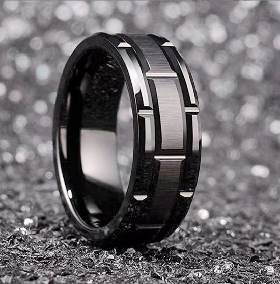 Ring zwart RVS glanzend - heren en dames ringen van Mauro Vinci TUTO maat 10