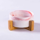 Bol de nourriture en céramique - bol de nourriture pour chat - bol de nourriture Chiens - bol à boire - bol de nourriture simple - marbre rose avec support en bambou