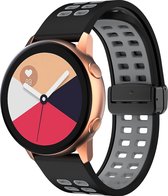 Mobigear Siliconen Watch bandje geschikt voor Smartwatch Bandje Klemsluiting | Mobigear Two Tone - Universeel 20 mm aansluiting - Groen / Grijs