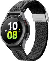 Dux Ducis Braided - Watch bandje geschikt voor Garmin Forerunner 255 Music Bandje Nylon Klemsluiting - Zwart