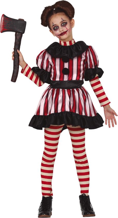 Fiestas Guirca - Gestreepte Clown meisjes (3-4 jaar) - Carnaval Kostuum voor kinderen - Carnaval - Halloween kostuum meisjes