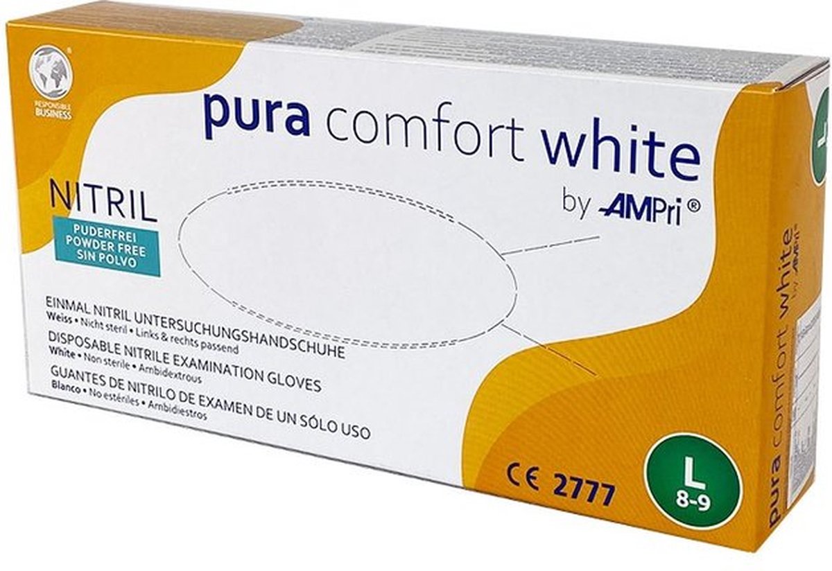 Ampri Puracomfort Wegwerphandschoenen Nitril Handschoenen Maat L