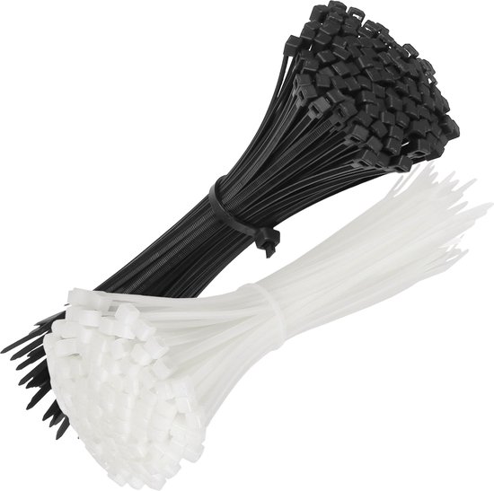 Tie Rips Polyamide kabelbinders, Tie Rips, zwart+wit 370x4.8mm / 200 stuks | bol