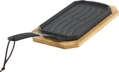 Bol.com Cozze - Pan Gietijzer Dubbelzijdig Gebruik met Bamboe Serveerplank 165 cm - Gietijzer - Zwart aanbieding