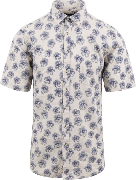 Suitable - Short Sleeve Overhemd Linnen Simon Blauw - Regular-fit