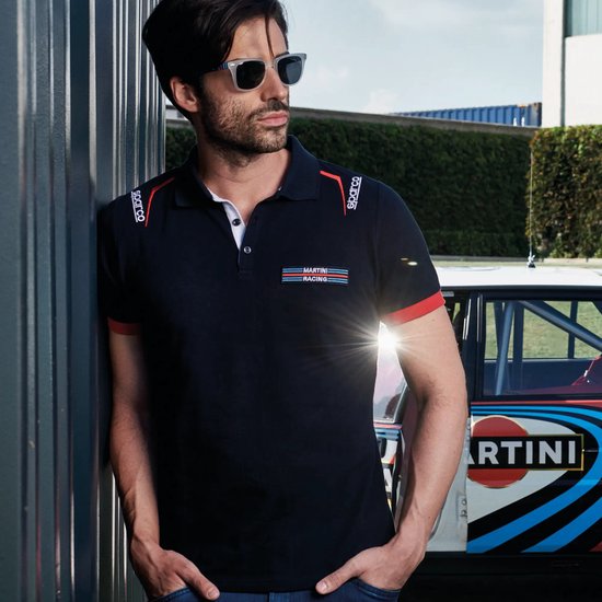 Sparco Martini Racing Polo - Polo élégant pour les passionnés de sport automobile - Taille XL - Zwart