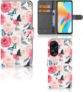 Smartphone Hoesje OPPO A98 5G Flipcase Cadeautjes voor Moederdag Butterfly Roses