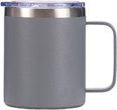 Mastersøn Thermosbeker met Handvat – Koffiebeker To Go - Travel Mug voor Koffie – Lekvrije Deksel – 360 ml - Grijs