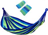 Essentials Hangmat Blauw/Groen 190 x 80 cm | Trendy model 2023 | Inclusief gratis draagzak en ophangkoord