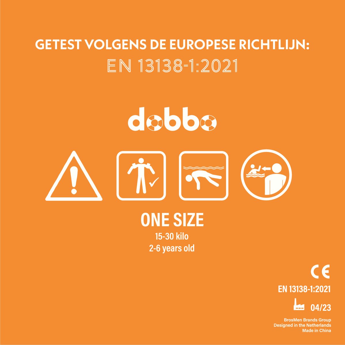 DOBBO Tony de Tijger - Puddle Jumper - Zwembandjes - Zwemvest - Zwemvleugels - voor Kind van 2 tot 6 jaar - 15 tot 30kg - Oranje — afbeelding 3