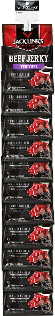Jack Link's Beef Jerky Clipstrips (12x25g) Teriyaki - Functionele voeding - Eiwit Snacks