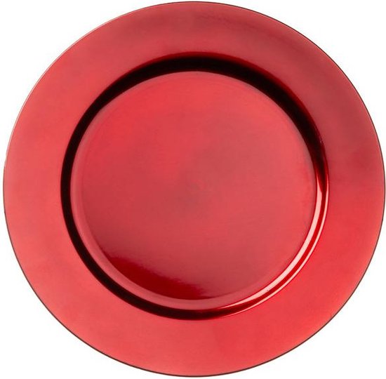 1x Ronde kaarsenborden/onderborden rood 33 cm - Onderbord - Kaarsenbord - Onderzet bord voor kaarsen