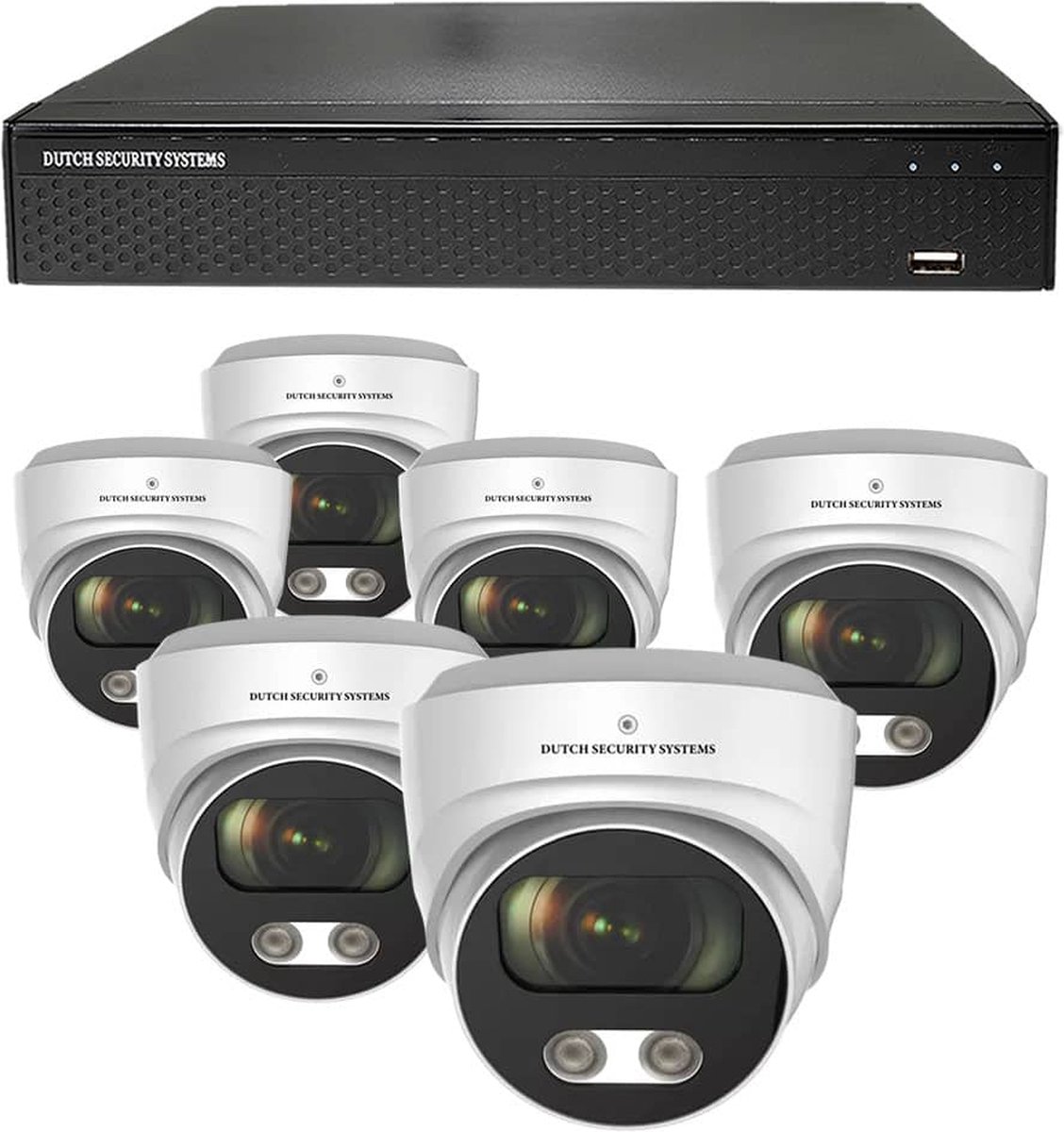 Camerabeveiliging 2K QHD - Sony 5MP - Set 6x Audio Dome - Wit - Buiten & Binnen - Met Nachtzicht - Incl. Recorder & App
