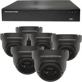 Draadloze Camerabeveiliging - Sony 5MP - 2K QHD - Set 6x Dome - Zwart - Binnen & Buiten - Met Nachtzicht - Incl. Recorder & App