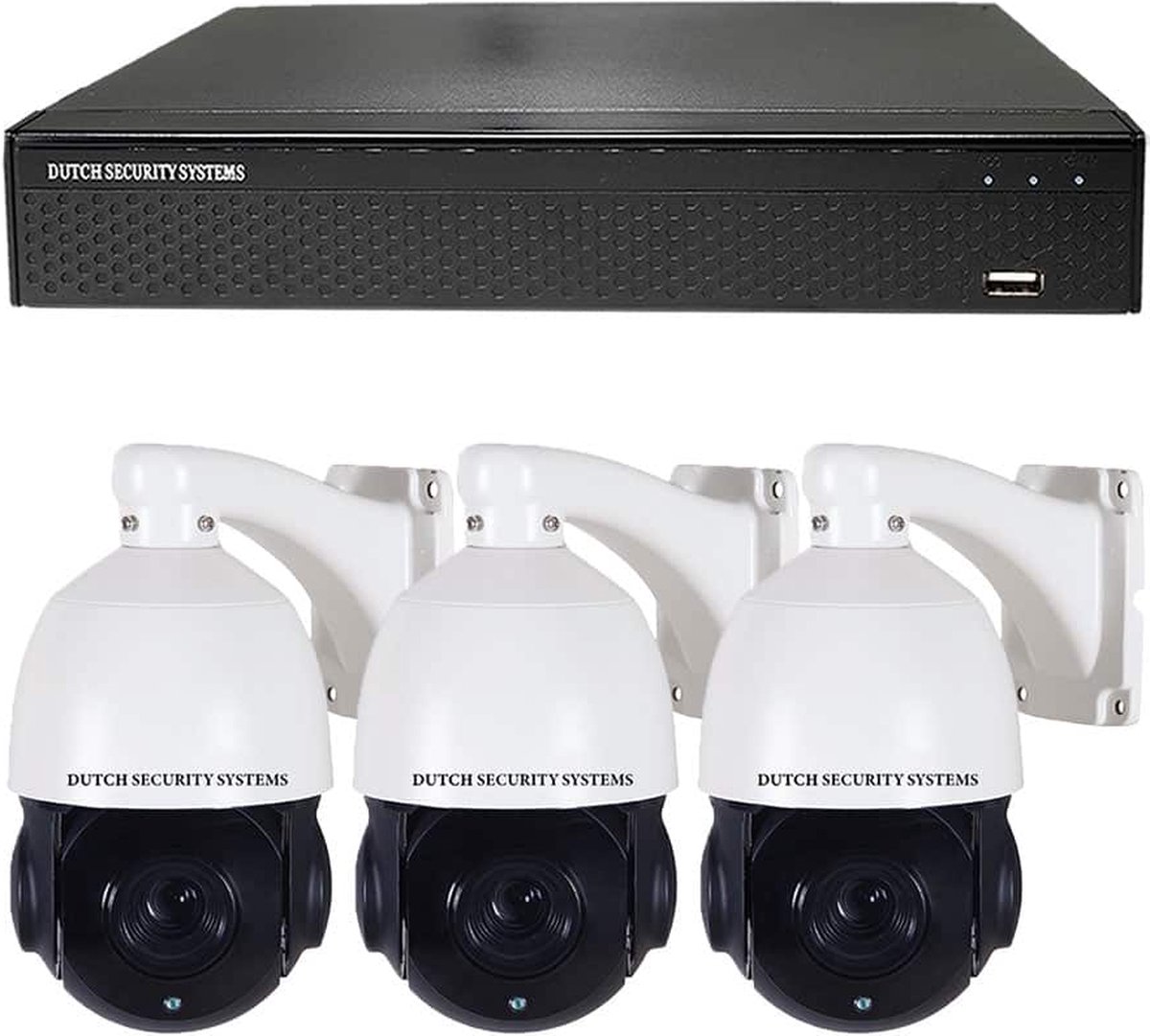 Camerabeveiliging 2K QHD - Sony 5MP - Set 3x PTZ - Wit - Buiten & Binnen - Met Nachtzicht - Incl. Recorder & App