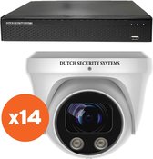Beveiligingscamera Set - 14x PRO Dome Camera - UltraHD 4K - Sony 8MP - Wit - Buiten & Binnen - Met Nachtzicht - Incl. Recorder & App