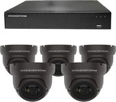 Camerabeveiliging 2K QHD - Sony 5MP - Set 5x Dome - Zwart - Buiten & Binnen - Met Nachtzicht - Incl. Recorder & App