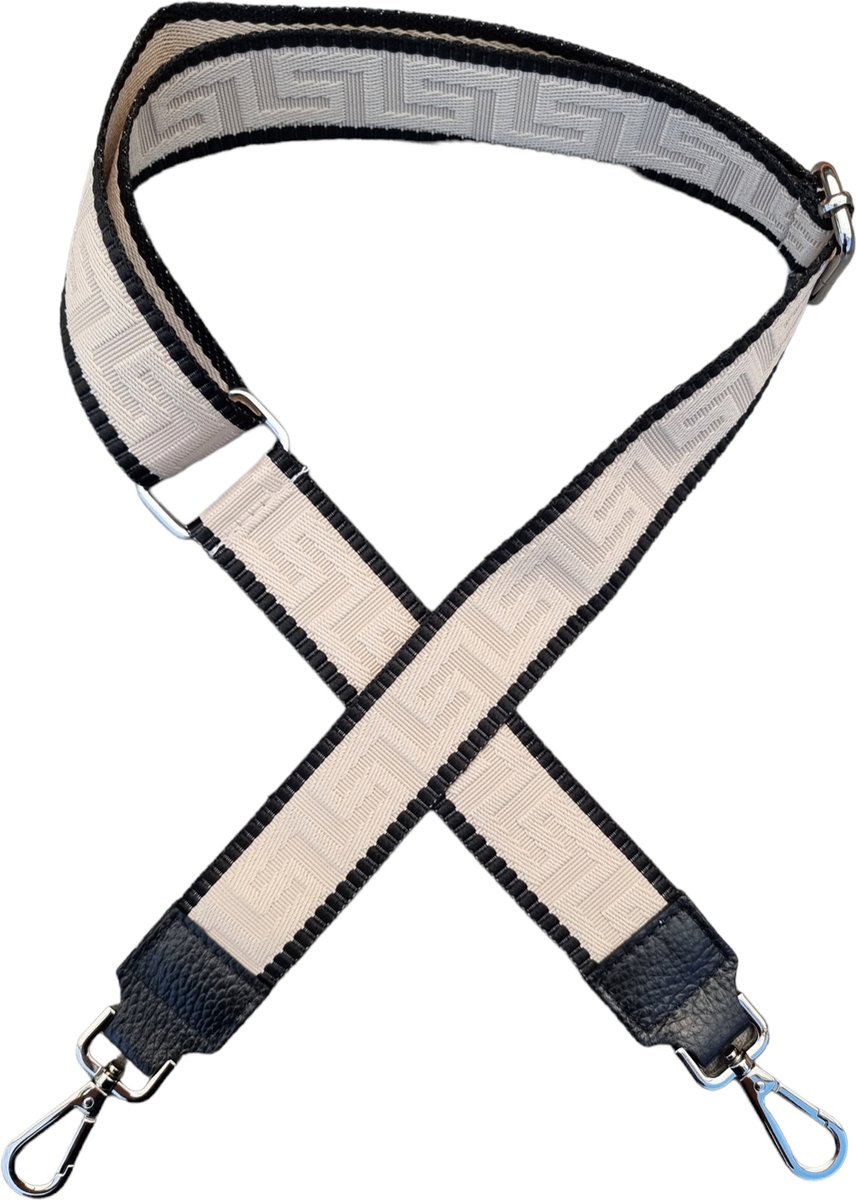 VIQRI - Tashengsel -Schouderband - Kwaliteit - Smalle Schouderriem - Tassen riem - Bag strap tassenriem - Zwart - Beige - Festival - Bag Strap - Zilver - 135 cm