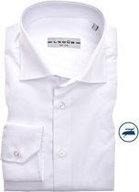 Ledub slim fit overhemd - mouwlengte 7 - wit twill - Strijkvrij - Boordmaat: 37
