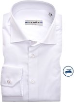 Ledub slim fit overhemd - wit twill - Strijkvrij - Boordmaat: 37