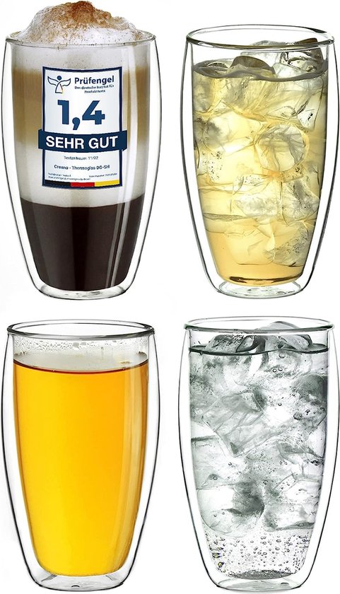 NORDIC SCHILLER Dubbelwandige koffieglazen, latte macchiato-glazen, dubbelwandig, 2 x 250 ml, ideaal als thermoglazen, dubbelwandig voor cappuccino, koffieglazen, theeglazen