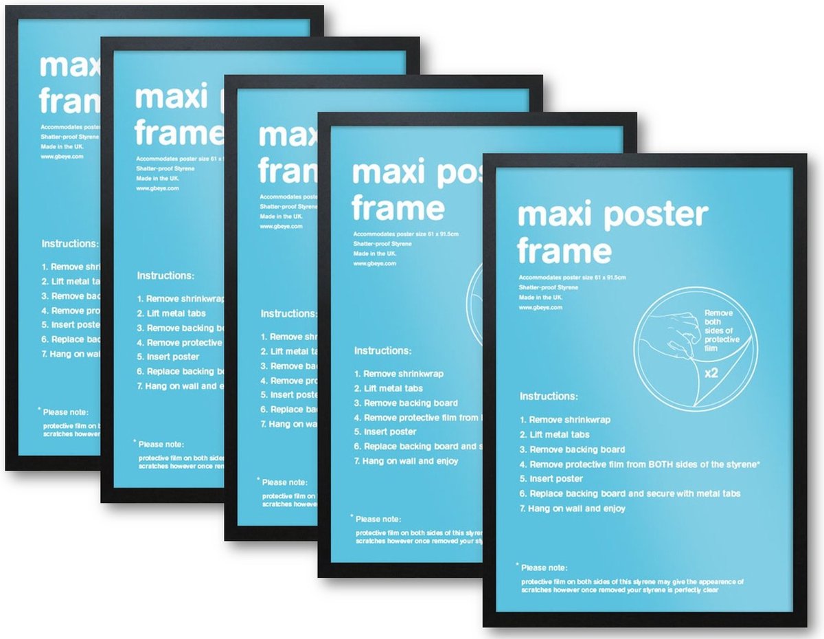 Fotolijsten A3 - Set van vijf fotolijsten - Houten fotolijst - Zwart - formaat 29.7 x 42 cm