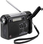 Renkforce RF- CR-200 Transistor FM, AM, Rechargeable à ondes courtes, Panneau solaire, Manivelle, Fonction d'alarme, Lampe de poche Zwart