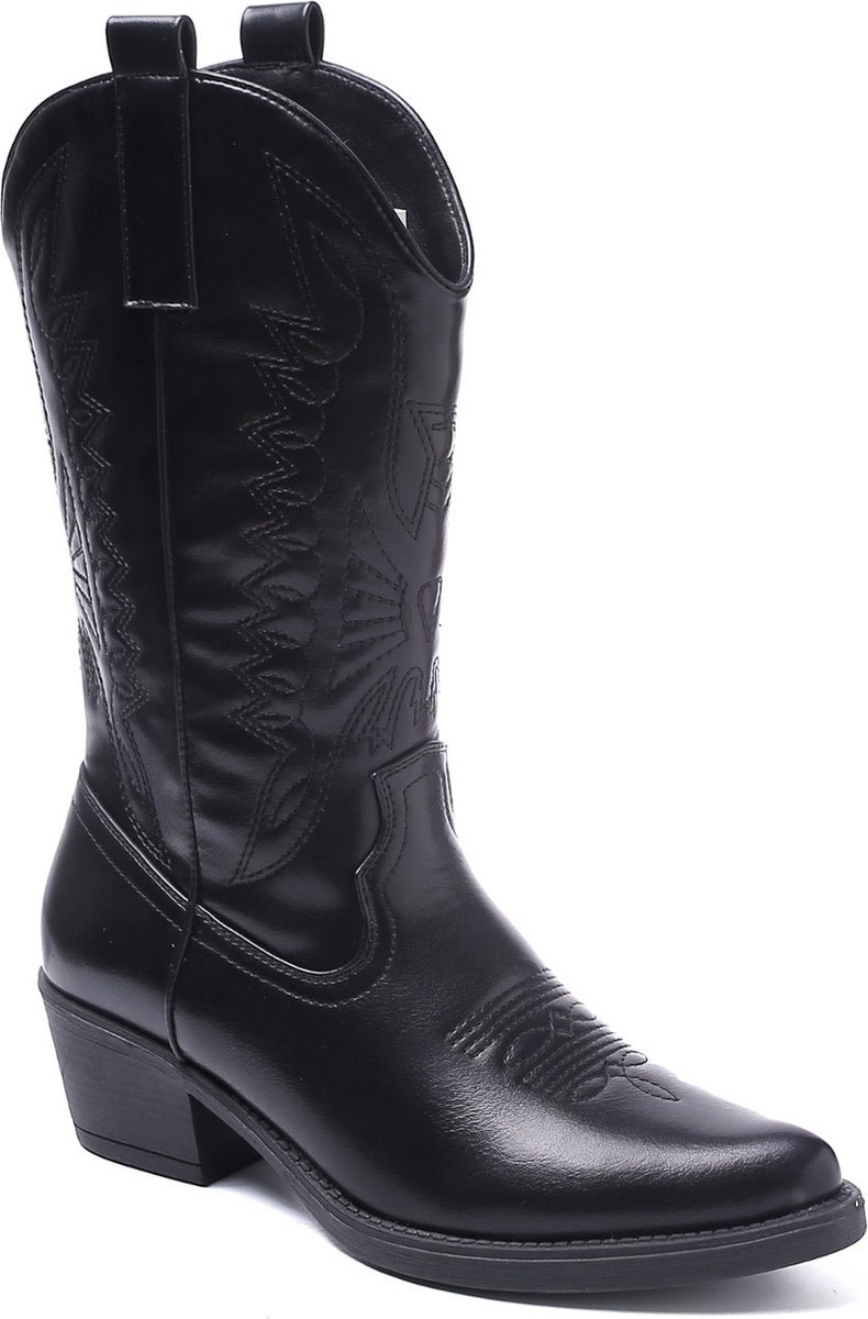 Smile Favorites® Dames Cowboylaarzen - Zwart - Imitatieleer - Maat 36