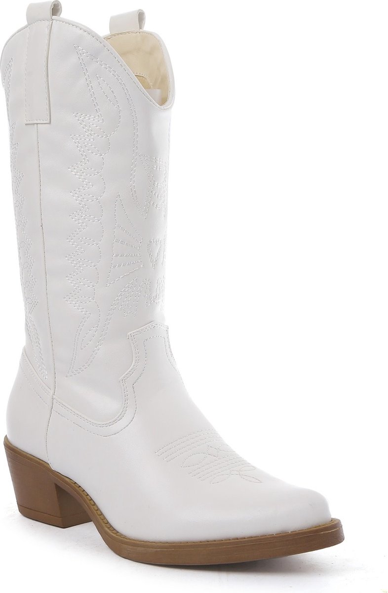 Smile Favorites® Dames Cowboylaarzen - Wit - Imitatieleer - Maat 37