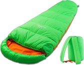 Kinderslaapzak - draagbare als een rugzak - slaapzak voor kinderen (175 x 70 x 45 cm) - outdoor, irritant, camp, mummieslaapzak, licht en compact - 100% katoen binnenvoering