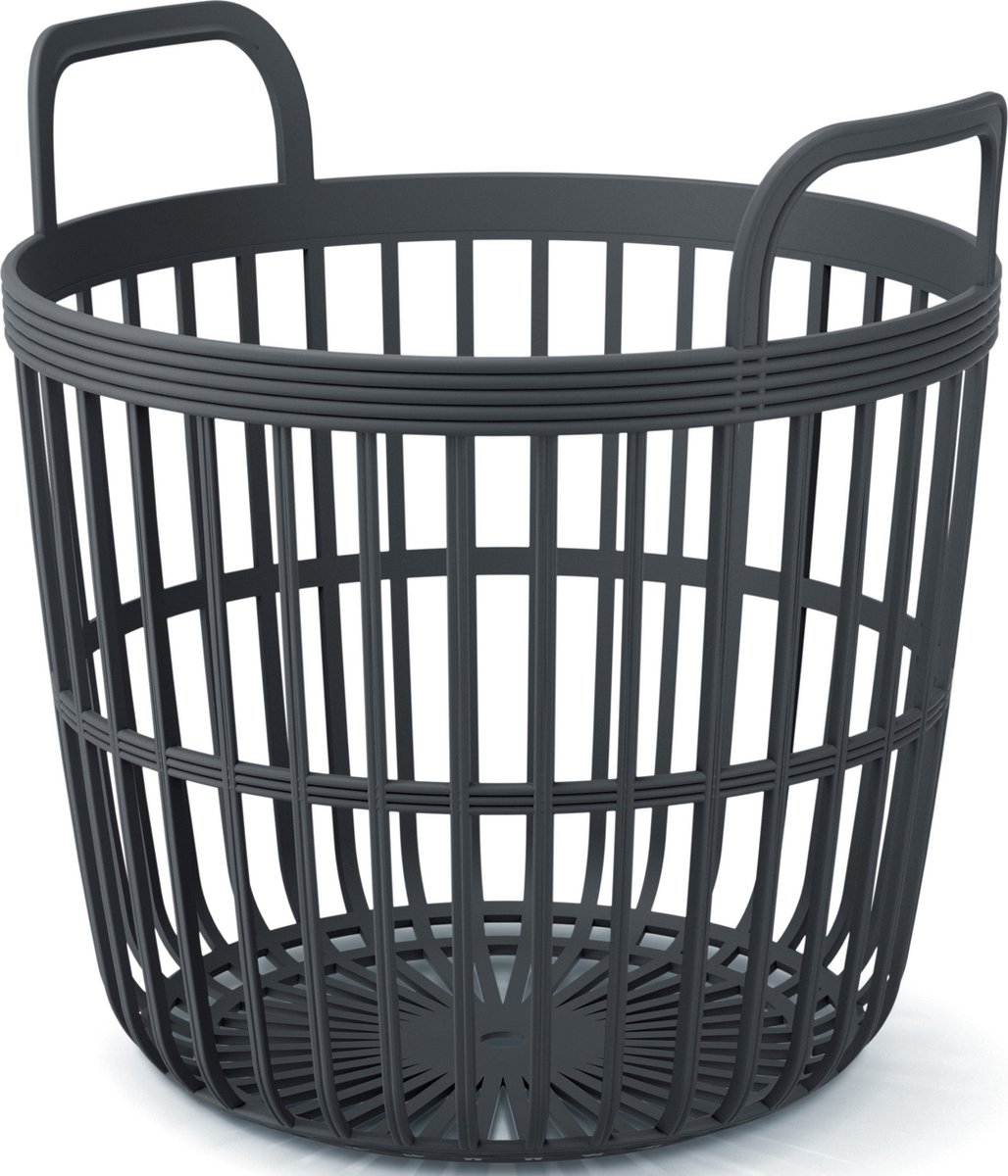 Draadmand/wasmand/opbergmand - van stevig kunststof - antraciet - D42 x H42 cm - 50 Liter
