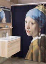 3BMT® Douchegordijn Anti Schimmel - Meisje met de Parel Vermeer - Kunst - Douche Gordijn 180X200 cm - Shower Curtain - Douche Gordijnringen