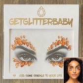 GetGlitterBaby® - Glitter Face Jewels / Festival Glitters / Strass Glitter Steentjes / Koningsdag versiering / Plak Diamantjes voor Gezicht / Rhinestones - Oranje