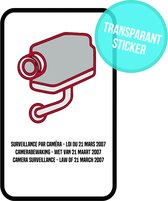 Stickers transparant | Pictogram | 2 stuks | Camerabewaking Wetgeving 21 maart 2007 | 3 talen | Beveiliging | CCTV | 10 x 16 cm | Législation sur la surveillance par caméra Mars 2007 | NL - FR - ENG | Transparante folie | Raamsticker