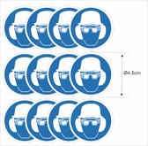 Veiligheid Helm, Bril en Gehoorbescherming verplicht sticker set 12 stuks.