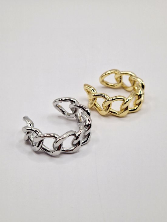 Chunky Chain - Verstelbare ring - Premium Stainless Steel- zilver - statement piece ring - Schakel ring