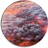 Dibond Muurcirkel - Bovenaanzicht - Wolken - Kleuren - 30x30 cm Foto op Aluminium Muurcirkel (met ophangsysteem)