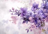 Vliesbehang - Fotobehang - Bloemen - Planten - Romantisch - Natuur - Lavender - Violet - Paars - 184x254 cm (Hoogte x Lengte)