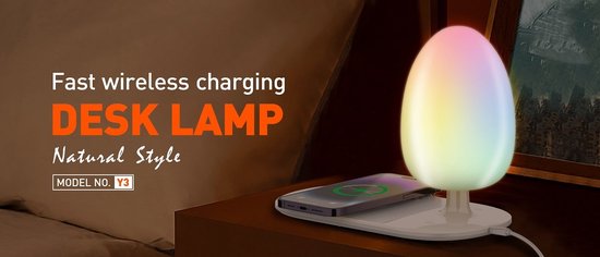 Fast wireless oplader desk lamp Y, LED desk Lamp with Fast wireless charging Landscape nachtlamp van LDNIO — afbeelding 3
