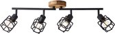 Brilliant lampe Gwen spot bar 4 lampes bois antique/corindon noir métal noir 4x D45, E14, 28 W