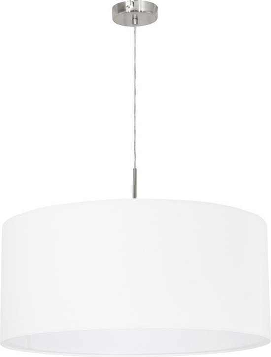 EGLO Pasteri - Lampe à suspension - 1 lumière - Ø530mm. - Nickel-Mat - Wit