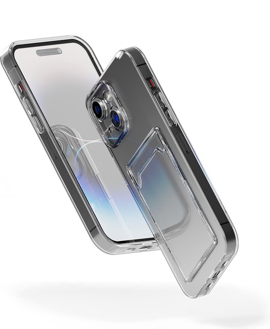 Transparante hoes voor iPhone met verstevigde randen en pasjeshouder.