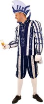 Prins Carnaval kostuum pak blauw wit - maat 50 - jas broek cape prinsenpakspak donkerblauw fluweel - zonder steek