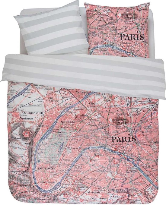 Covers & Co Paris CityMap - Housse de couette - Twin - 240x200 / 220 cm + 2 taies d'oreiller 60x70 cm - Multicolore